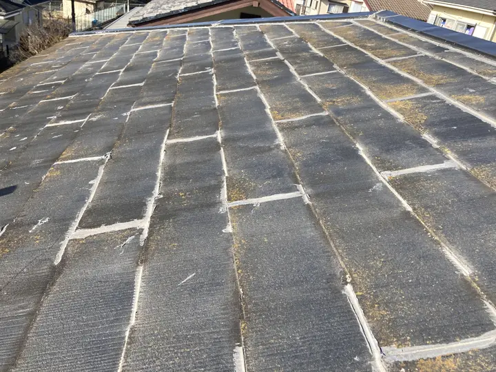 さいたま市見沼区にて　差し掛け屋根の屋根カバー工法リフォームと外壁の目地打ち替えを行いました