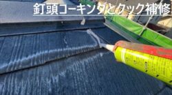加須市にて 釘頭コーキングと屋根のクラック補修
