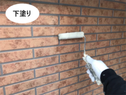 さいたま市北区にて外壁クリア塗装下塗り