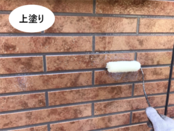 さいたま市北区にて外壁クリア塗装上塗り
