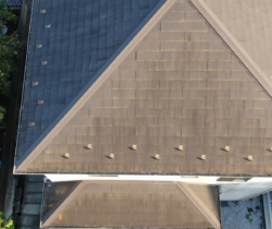 越谷市　屋根外壁塗装　現調 ドローン画像